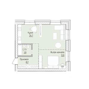 1-к квартира, строящийся дом, 52м2, 2/8 этаж
