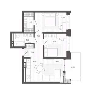 2-к квартира, вторичка, 66м2, 5/9 этаж