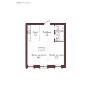 2-к квартира, вторичка, 44м2, 3/23 этаж