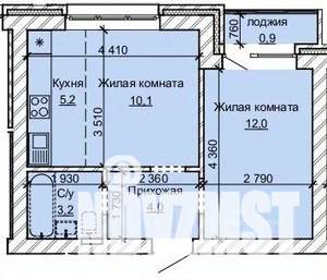 2-к квартира, строящийся дом, 35м2, 4/10 этаж