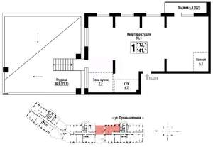 1-к квартира, строящийся дом, 141м2, 23/23 этаж
