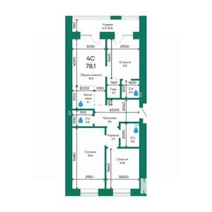4-к квартира, строящийся дом, 78м2, 9/10 этаж