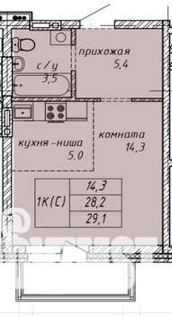 Студия квартира, строящийся дом, 29м2, 10/14 этаж