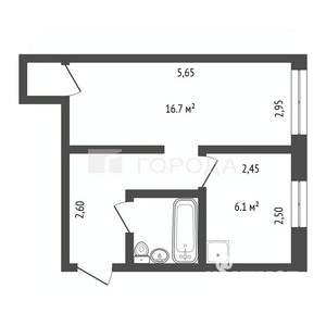 1-к квартира, вторичка, 32м2, 5/5 этаж