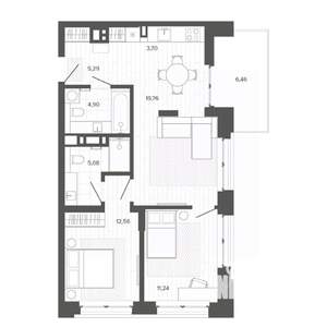 3-к квартира, строящийся дом, 69м2, 5/9 этаж