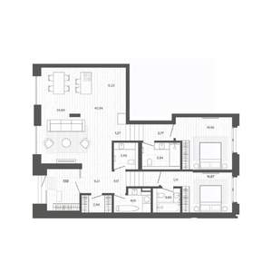 3-к квартира, строящийся дом, 109м2, 1/9 этаж
