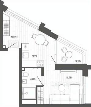 1-к квартира, строящийся дом, 34м2, 5/19 этаж
