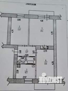3-к квартира, вторичка, 61м2, 3/3 этаж