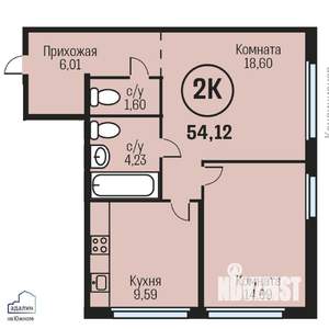 2-к квартира, вторичка, 54м2, 18/23 этаж