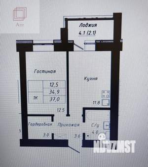 1-к квартира, вторичка, 37м2, 7/10 этаж