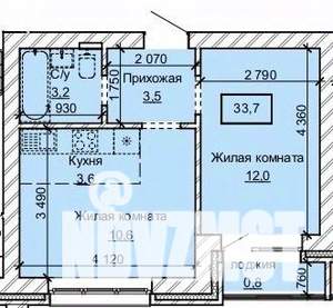 2-к квартира, вторичка, 34м2, 6/10 этаж