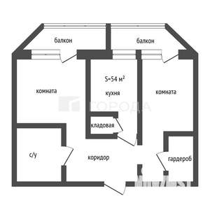 2-к квартира, вторичка, 54м2, 6/17 этаж