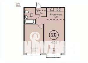 2-к квартира, вторичка, 48м2, 2/22 этаж