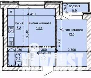 2-к квартира, строящийся дом, 35м2, 9/10 этаж
