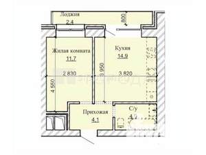 2-к квартира, вторичка, 40м2, 3/16 этаж