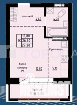 Студия квартира, вторичка, 27м2, 4/10 этаж