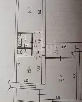 2-к квартира, вторичка, 50м2, 4/5 этаж