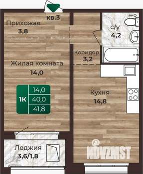 1-к квартира, вторичка, 42м2, 22/24 этаж