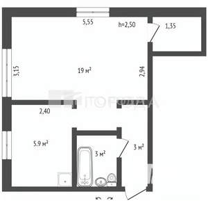 1-к квартира, вторичка, 29м2, 5/5 этаж