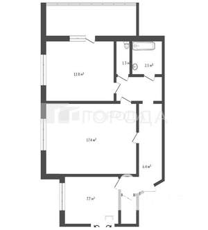 2-к квартира, вторичка, 57м2, 3/10 этаж