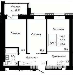 3-к квартира, вторичка, 54м2, 5/10 этаж