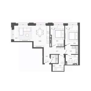 2-к квартира, строящийся дом, 86м2, 2/9 этаж