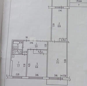 3-к квартира, вторичка, 61м2, 7/9 этаж