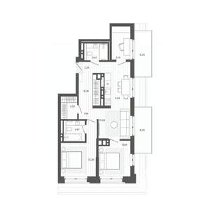 3-к квартира, строящийся дом, 79м2, 9/9 этаж