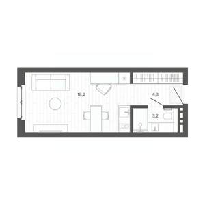Студия квартира, строящийся дом, 26м2, 3/9 этаж