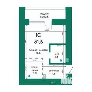 1-к квартира, строящийся дом, 31м2, 9/10 этаж