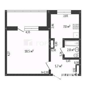 1-к квартира, вторичка, 34м2, 2/10 этаж
