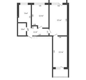 3-к квартира, вторичка, 61м2, 4/9 этаж