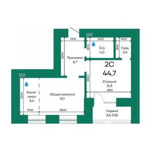 2-к квартира, вторичка, 45м2, 8/10 этаж