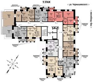 3-к квартира, строящийся дом, 62м2, 9/10 этаж