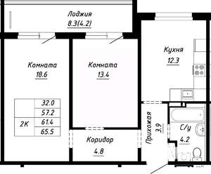 2-к квартира, вторичка, 61м2, 10/10 этаж