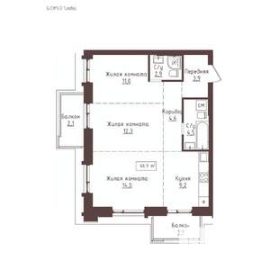 3-к квартира, вторичка, 67м2, 6/23 этаж