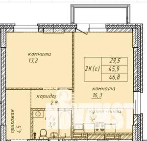 2-к квартира, строящийся дом, 47м2, 5/14 этаж