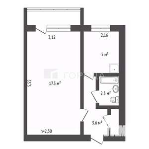 1-к квартира, вторичка, 29м2, 2/5 этаж