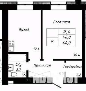 1-к квартира, строящийся дом, 40м2, 1/10 этаж