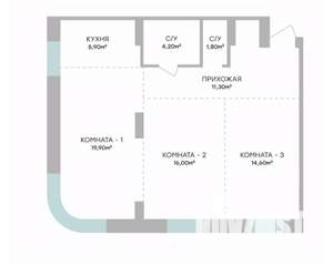 2-к квартира, строящийся дом, 74м2, 3/7 этаж