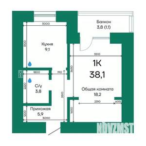 1-к квартира, строящийся дом, 38м2, 2/10 этаж
