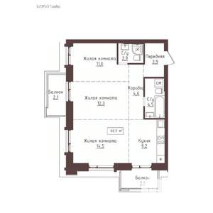 3-к квартира, вторичка, 67м2, 15/23 этаж