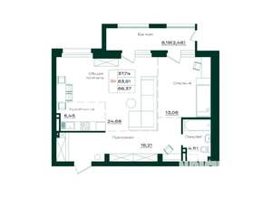 2-к квартира, вторичка, 66м2, 12/14 этаж