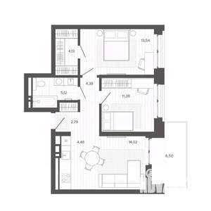 2-к квартира, вторичка, 66м2, 3/9 этаж