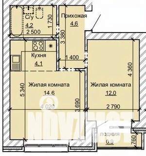 2-к квартира, строящийся дом, 40м2, 1/10 этаж