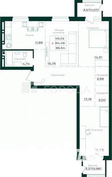 3-к квартира, вторичка, 87м2, 18/21 этаж