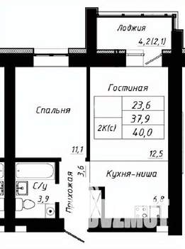 2-к квартира, строящийся дом, 40м2, 8/10 этаж