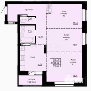 3-к квартира, вторичка, 71м2, 4/10 этаж