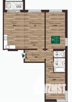 3-к квартира, вторичка, 84м2, 15/16 этаж