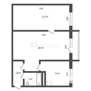 2-к квартира, вторичка, 46м2, 3/5 этаж